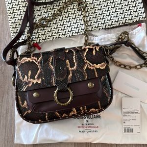 NWT Zadig & Voltaire Kate Snake Bag Burgandy